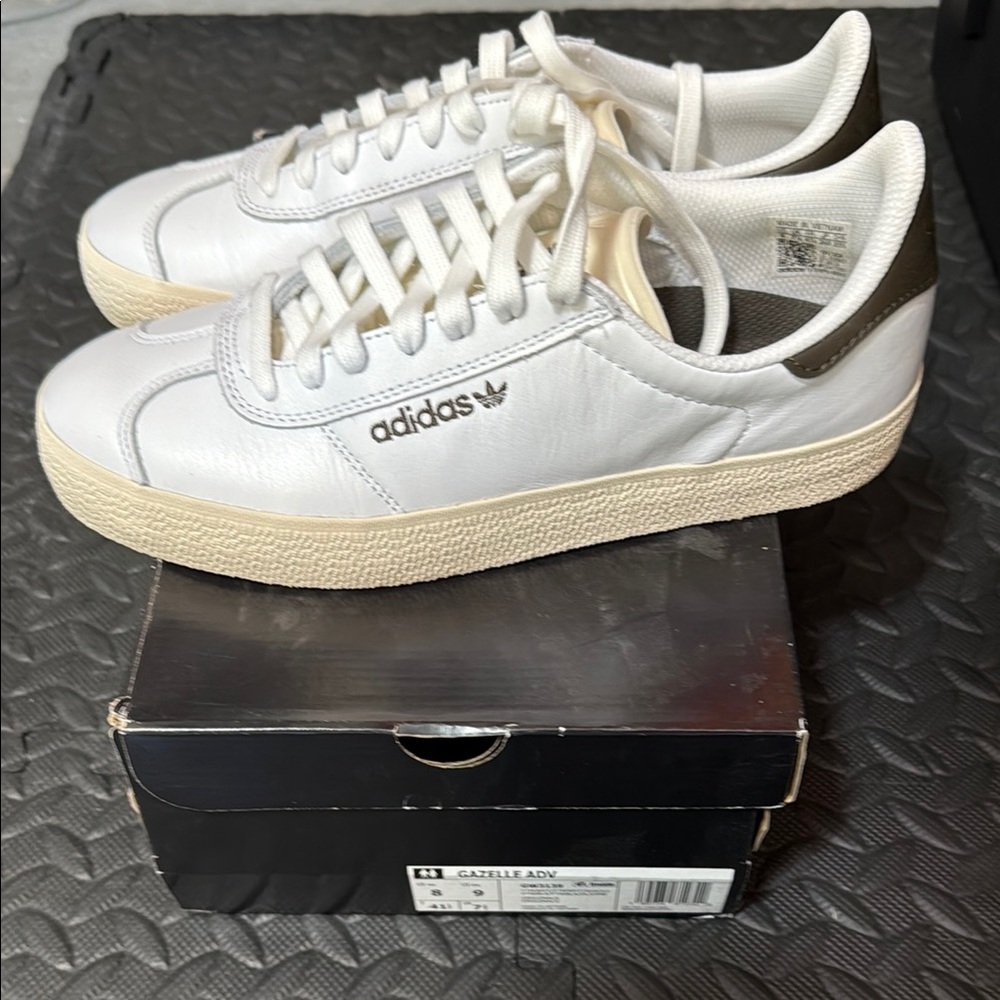 Adidas White and Black Leather Sneakers